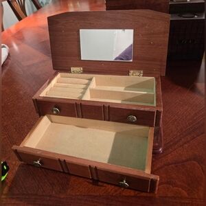 Vintage Small Wood Dresser Style Jewelry Box